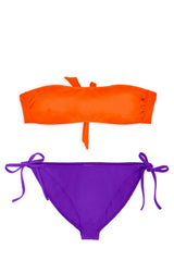 Maillot de bain deux pièces Ado,Tube top Tiger Orange & Bikini Electric Purple