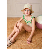 Annie Apple Print Ruffle Detail Swimsuit in Green (12mths- 10yrs)