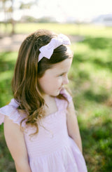 Seersucker Bow Headband in Pink/White