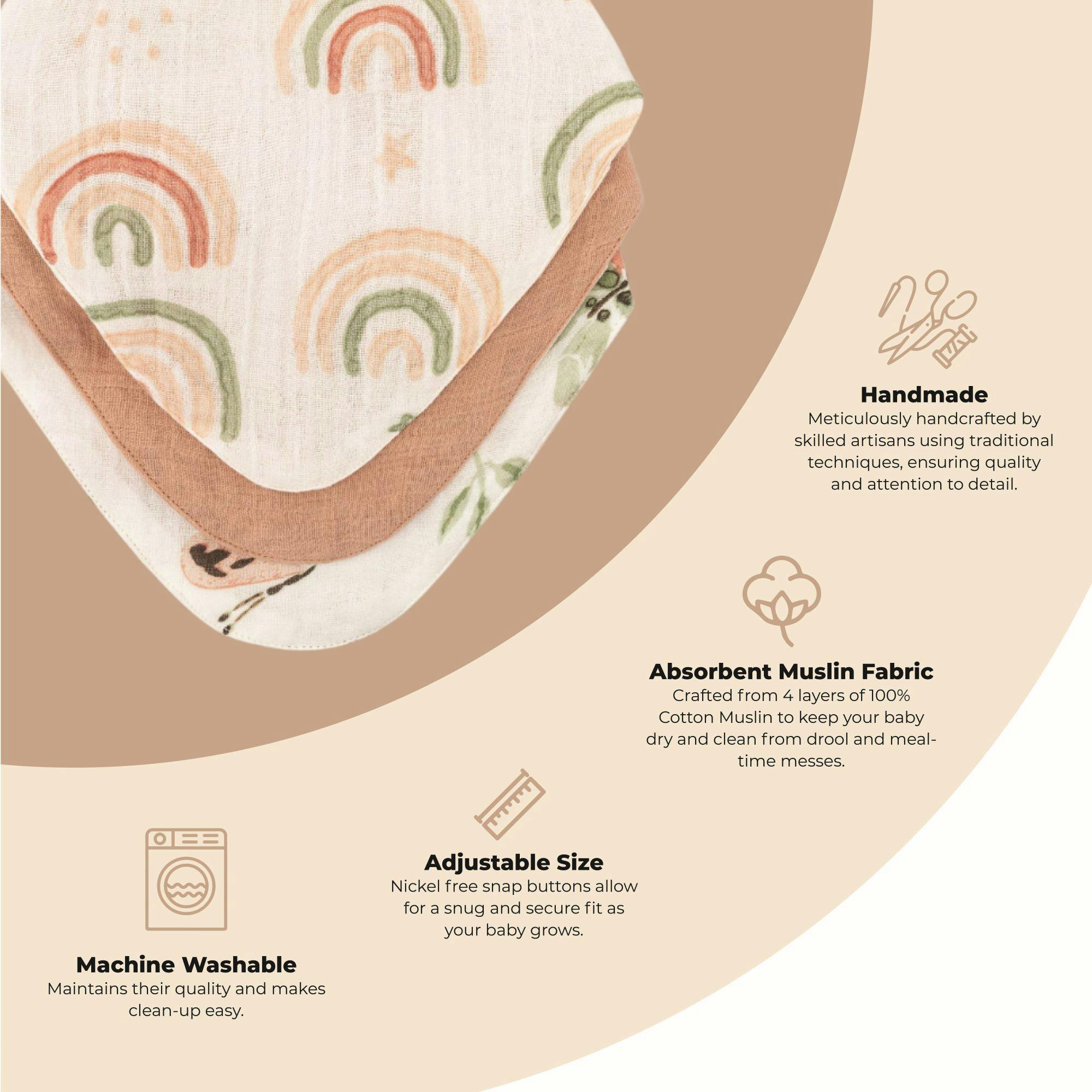 Parker Butterfly Cotton Bandana Baby Bib (3 Pack)