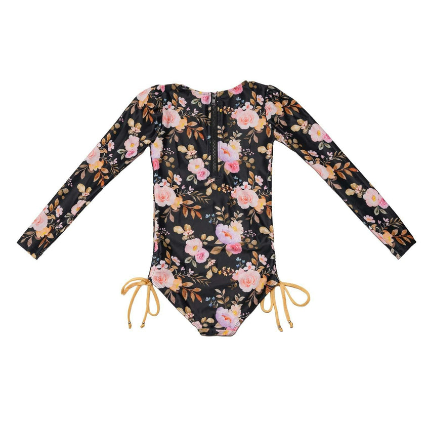 Long Sleeve One Piece Swimsuit with Side Ties