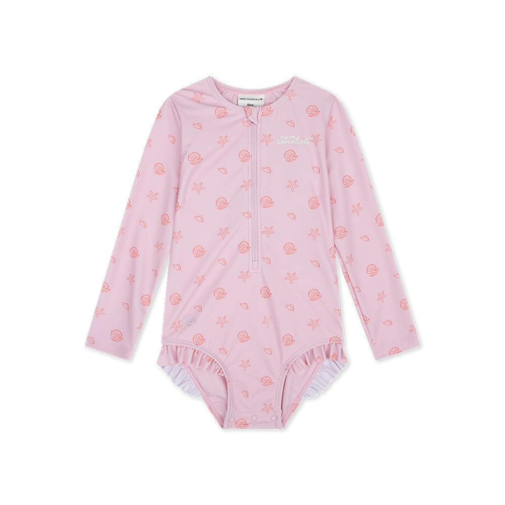 UV Swimsuit Girls - Long Sleeves - Pink - Shell Tastic
