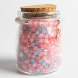 Demure Baby Pink and Baby Blue Beads Pink Swan Charm & Pastel Letter Beads DIY Jar