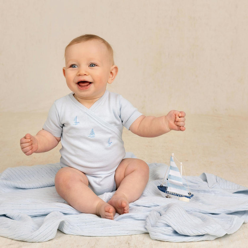 Boys Little Sailboat Knit Romper