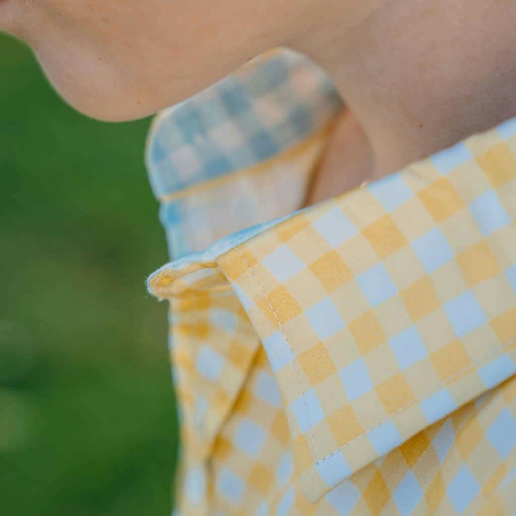 Gingham Blue Shirt in Short Sleeves