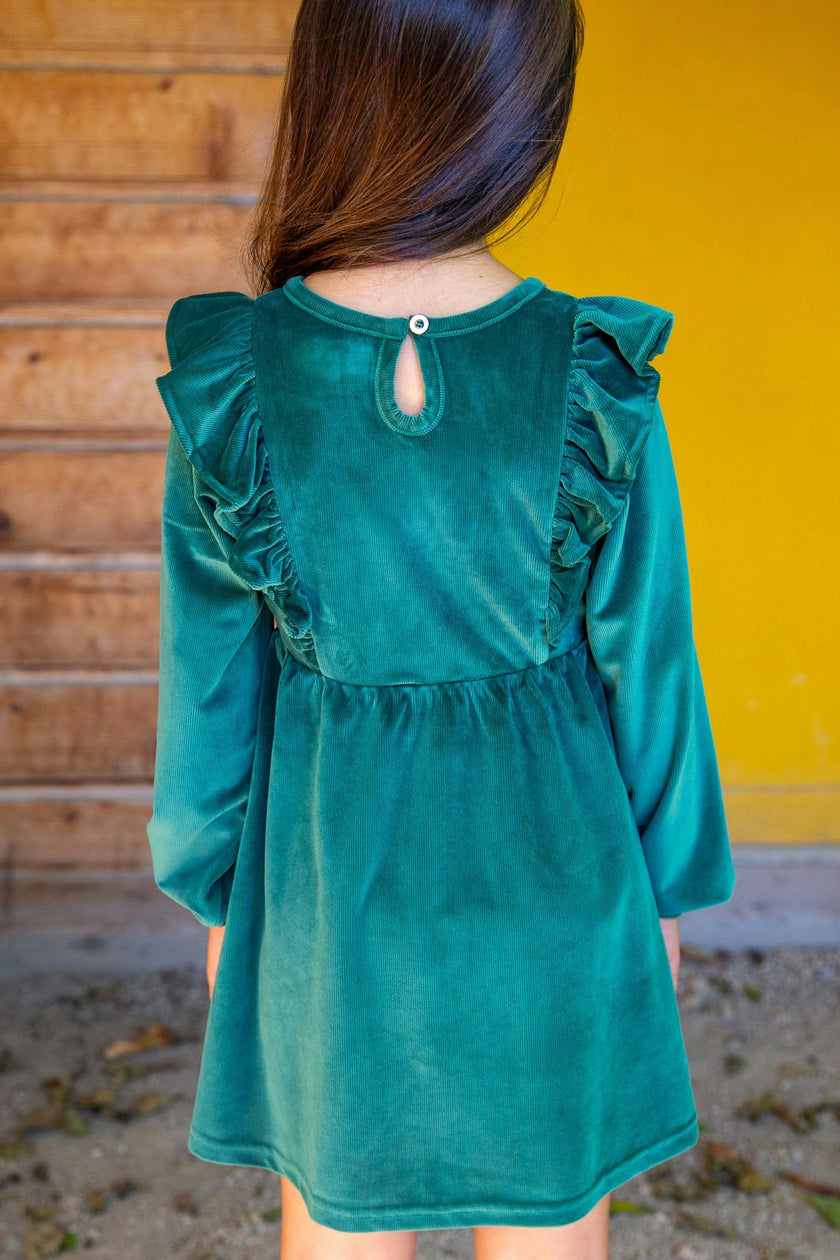 Pine Stretch Corduroy Carina Ruffle Dress