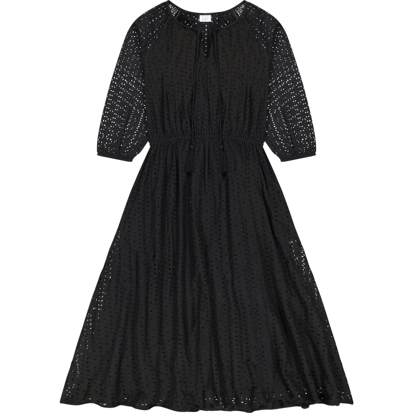 Women's Solange Pop Over Dress Midi Length, Black