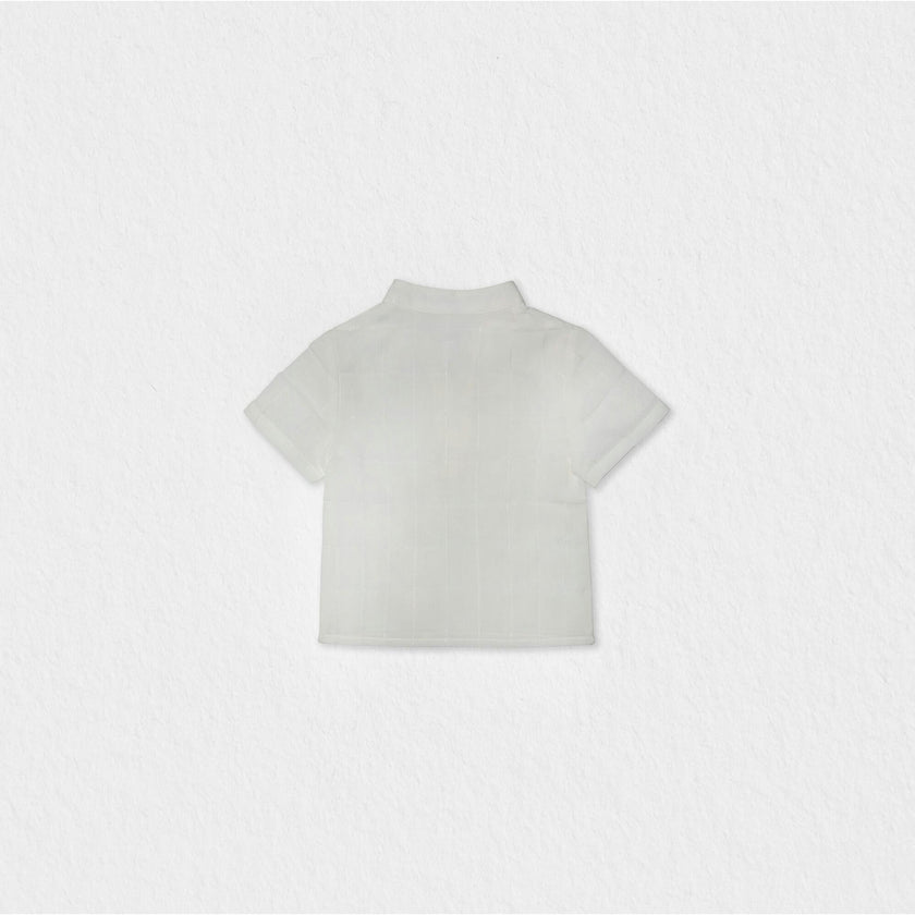 Dev Boy Shirt Short Sleeve Linen, White Openwork