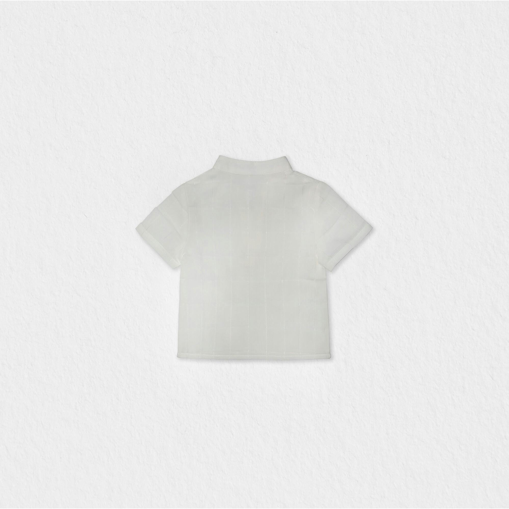 Dev Boy Shirt Short Sleeve Linen, White Openwork