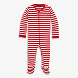 Baby organic zip footie in stripe