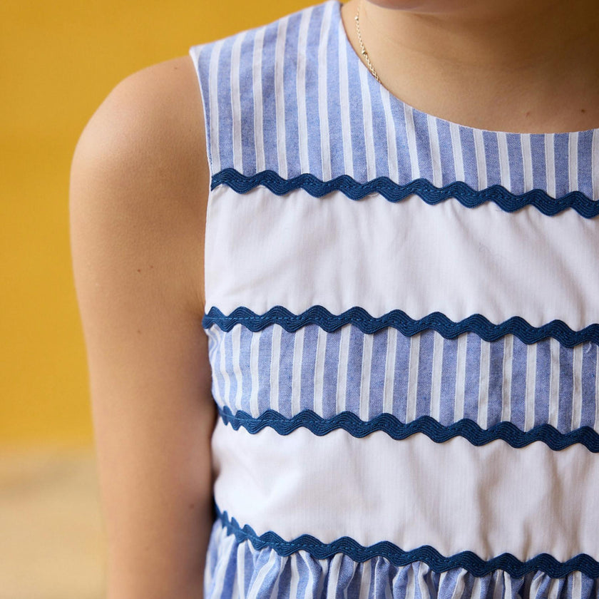 Miel Dress Blue Stripe Seersucker