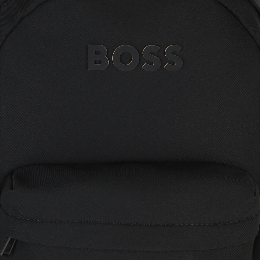 Black Embossed Logo Backpack