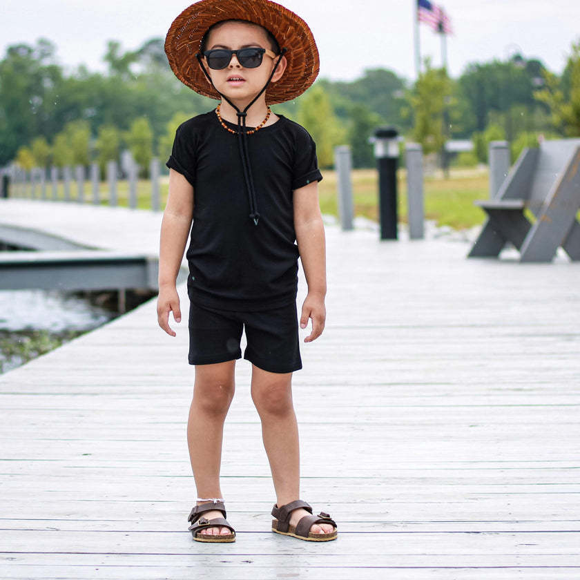 Midnight Ribbed 2 Piece Shorts Set