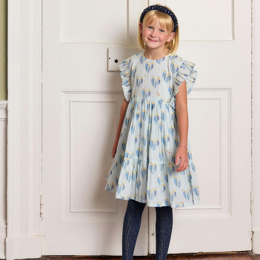 Girls Kit Dress - Menorah Hearts