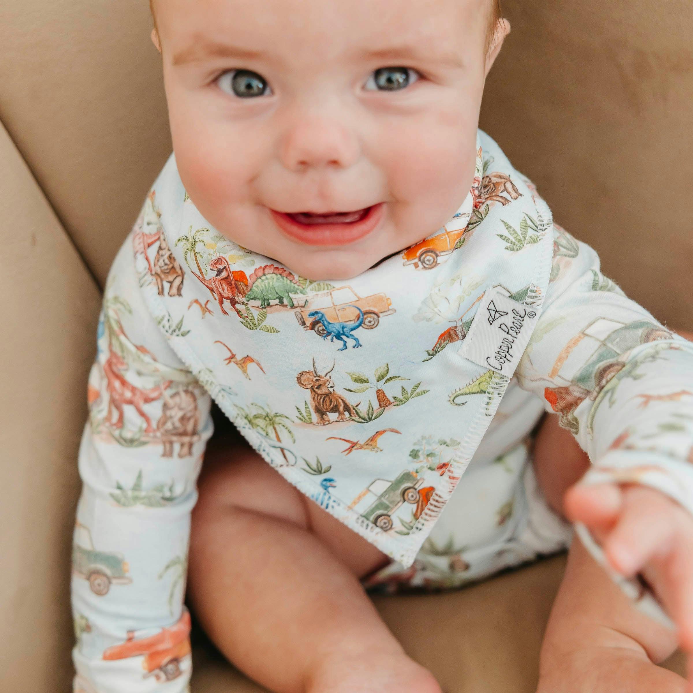 4 Pack Baby Bandana Bibs - Dino Explorer