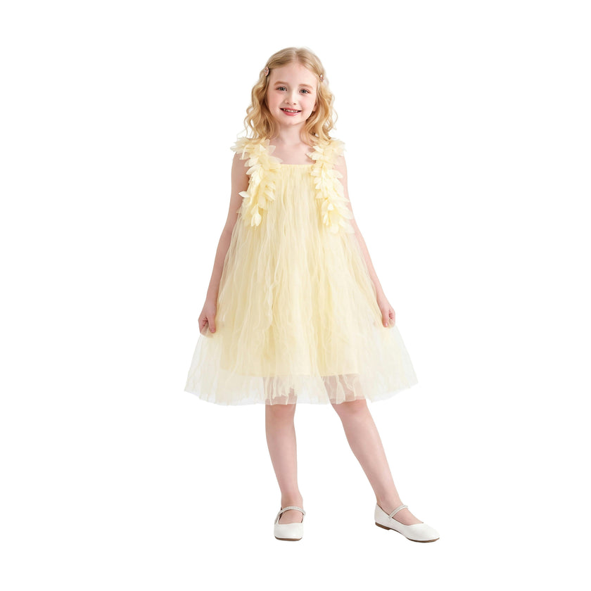 Yellow Fiorenne Petal Tulle Dress