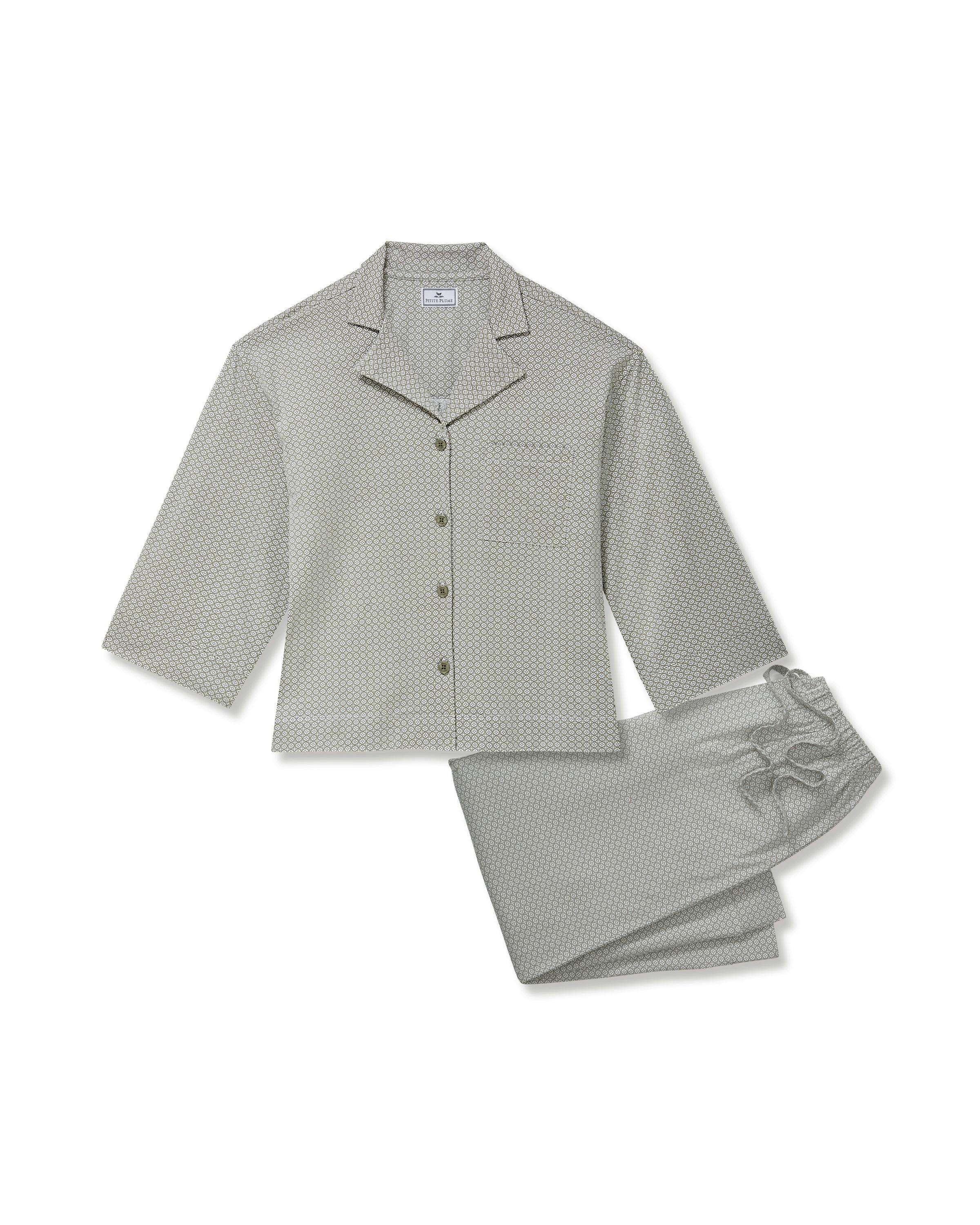 Women's Pima Pajama Set Set in Sage Geo