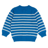 unisex regatta and light blue stripe knit cardigan
