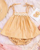 Crochet Clip set in Yellow Gingham