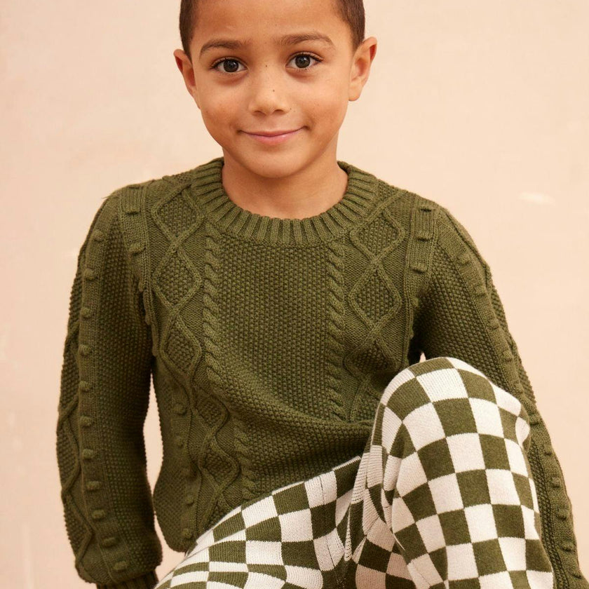 Cable Popcorn Jumper | Avocado