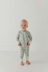 Baby Boy Long Sleeve Zip Romper in Construction