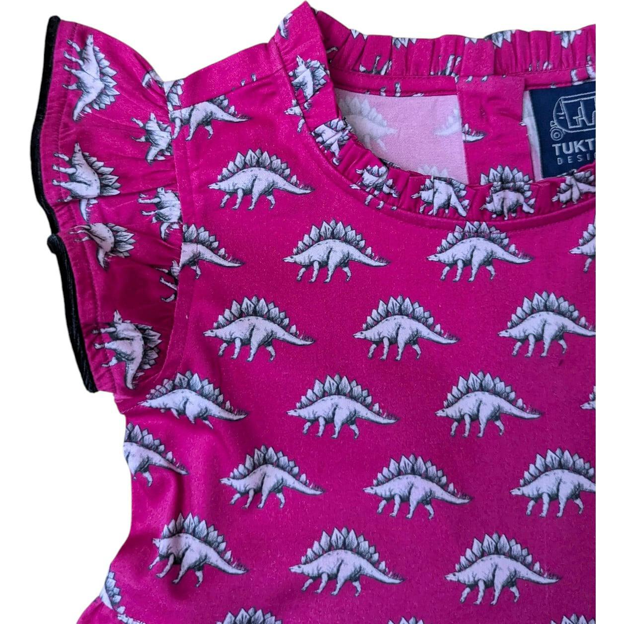 Dino in Hot Pink Ruffle Dress