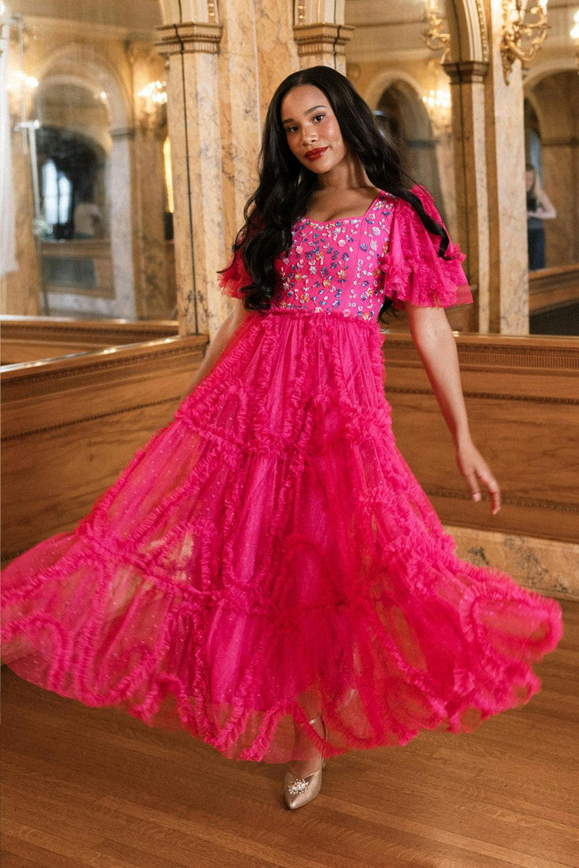 Cressida Dress in Merry Magenta