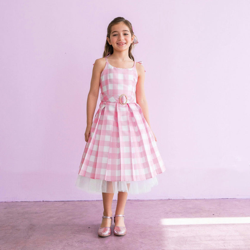 A Leading Role x Mattel Barbie Pink Gingham Premium Child Dress Up - Barbie The Movie