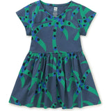 Short Sleeve Wrap Neck Dress, Blue