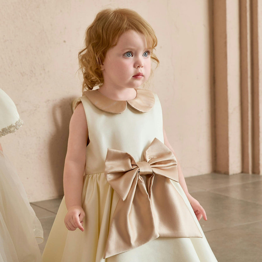 Cream Elaria Petal Bow Gown