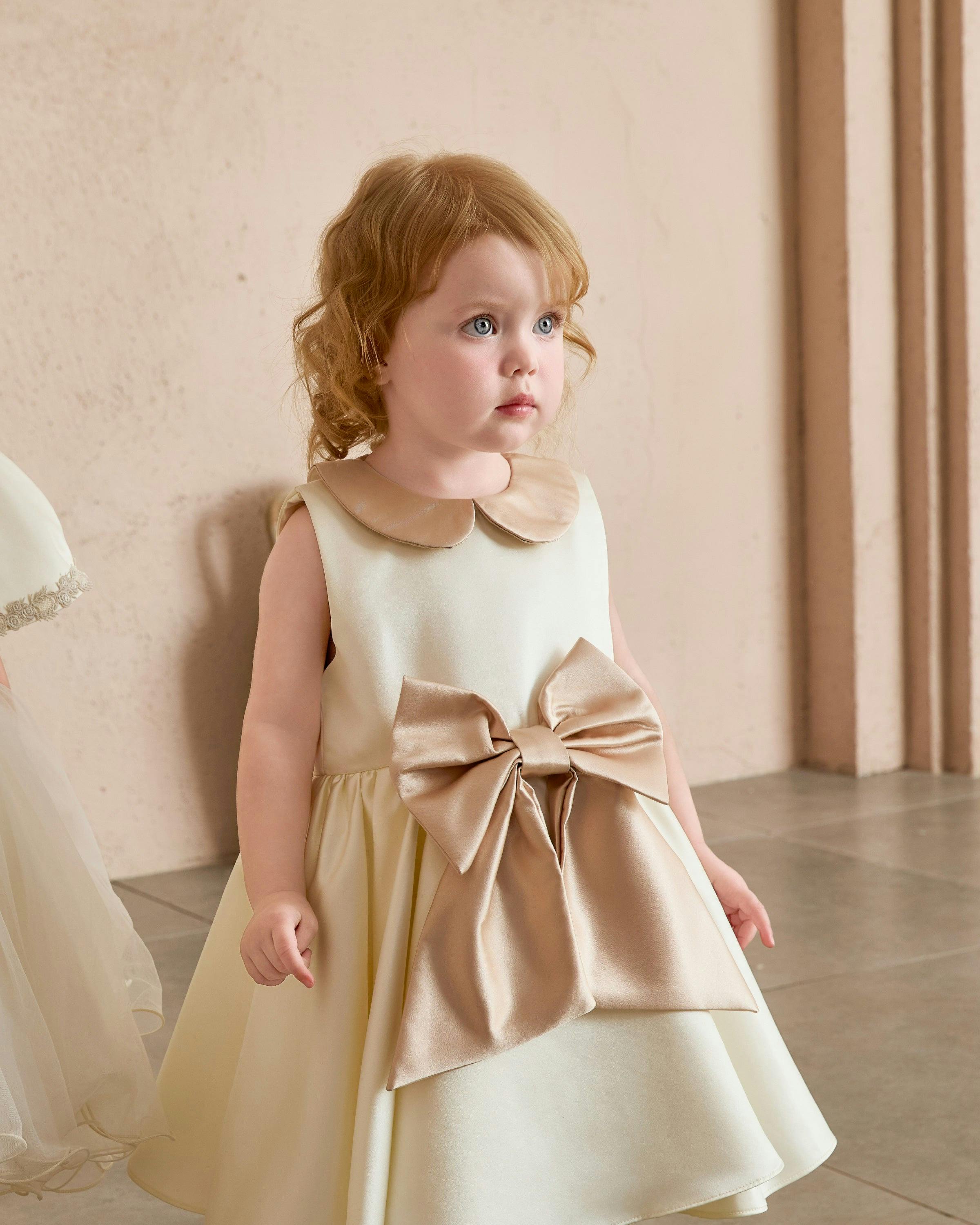 Cream Elaria Petal Bow Gown