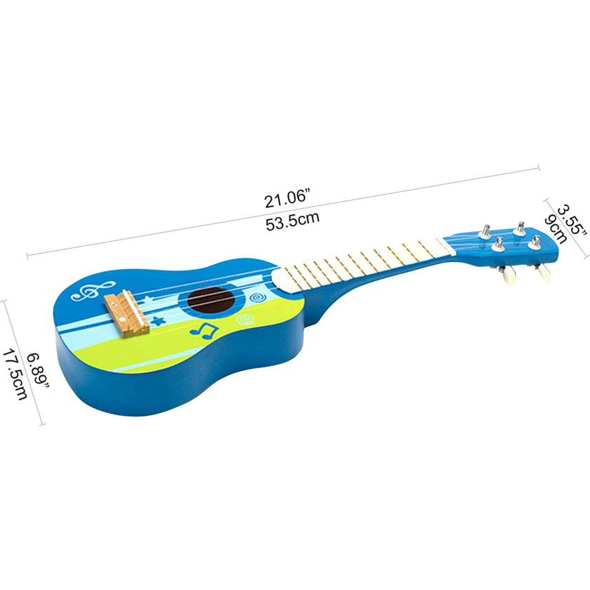 Kid's Wooden Toy Ukulele - Blue & Green