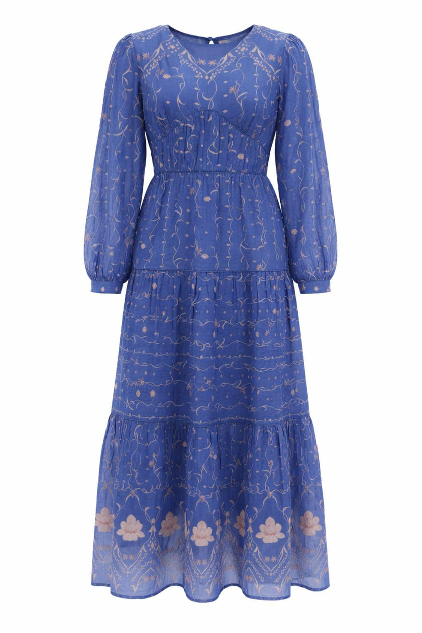 Tate Sea Petal Blue Floral Midi Dress