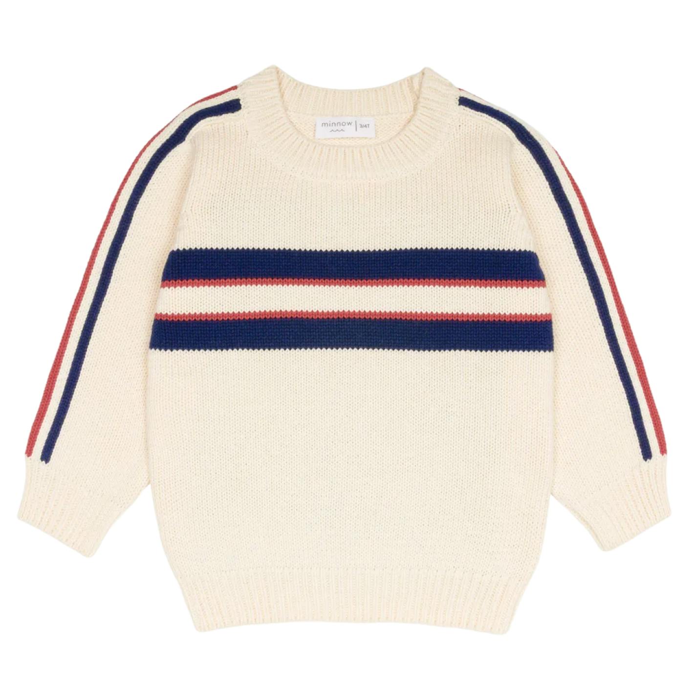 unisex navy and red stripe knit sweater