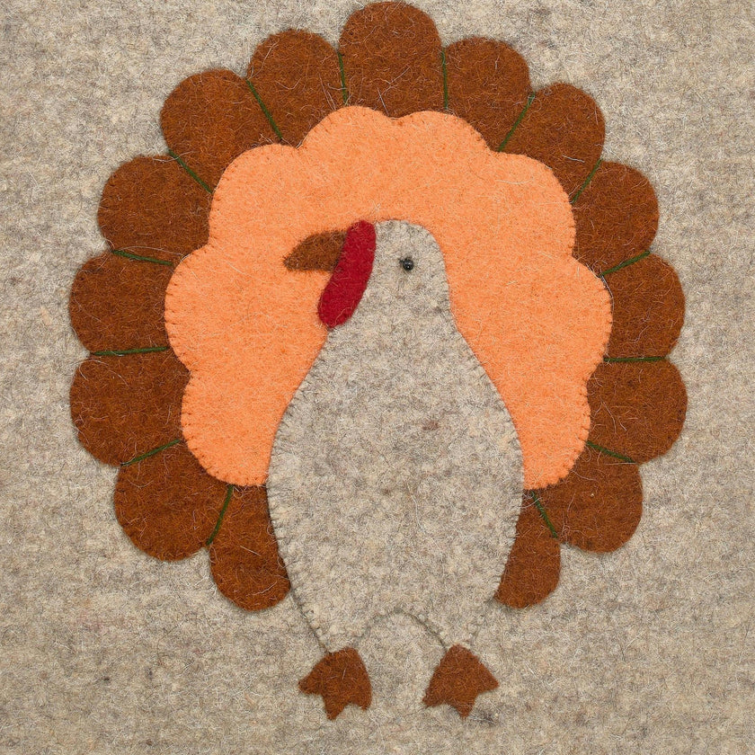 Hand Felted Wool Thanksgiving Turkey Table Runner - 16x44" Arcadia Home