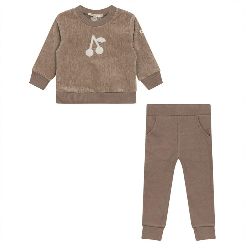Velour 2Pc Set with Cherry Hook Stitchs Berry
