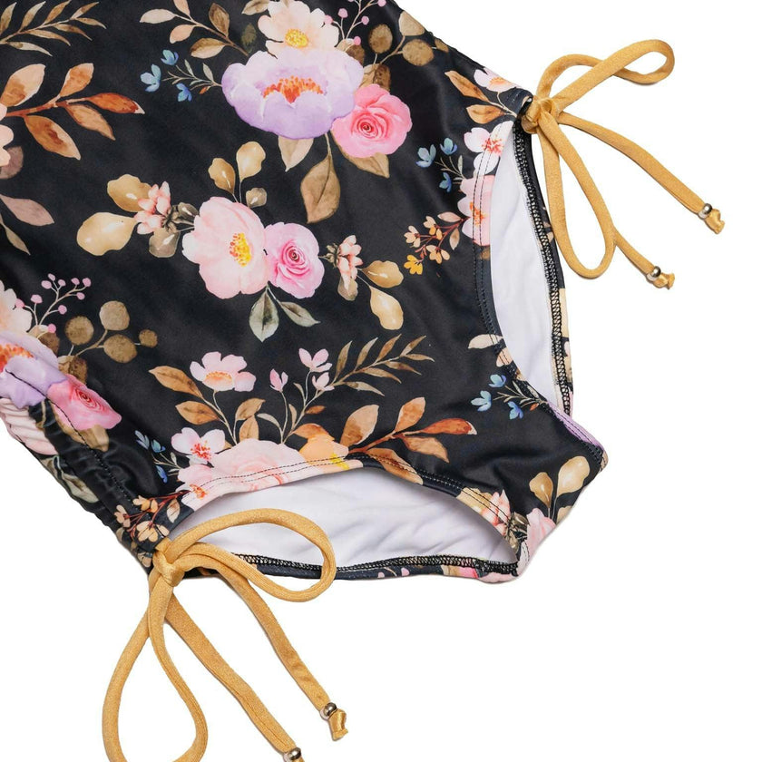 Long Sleeve One Piece Swimsuit with Side Ties