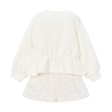 Cream Sequin Short Set
