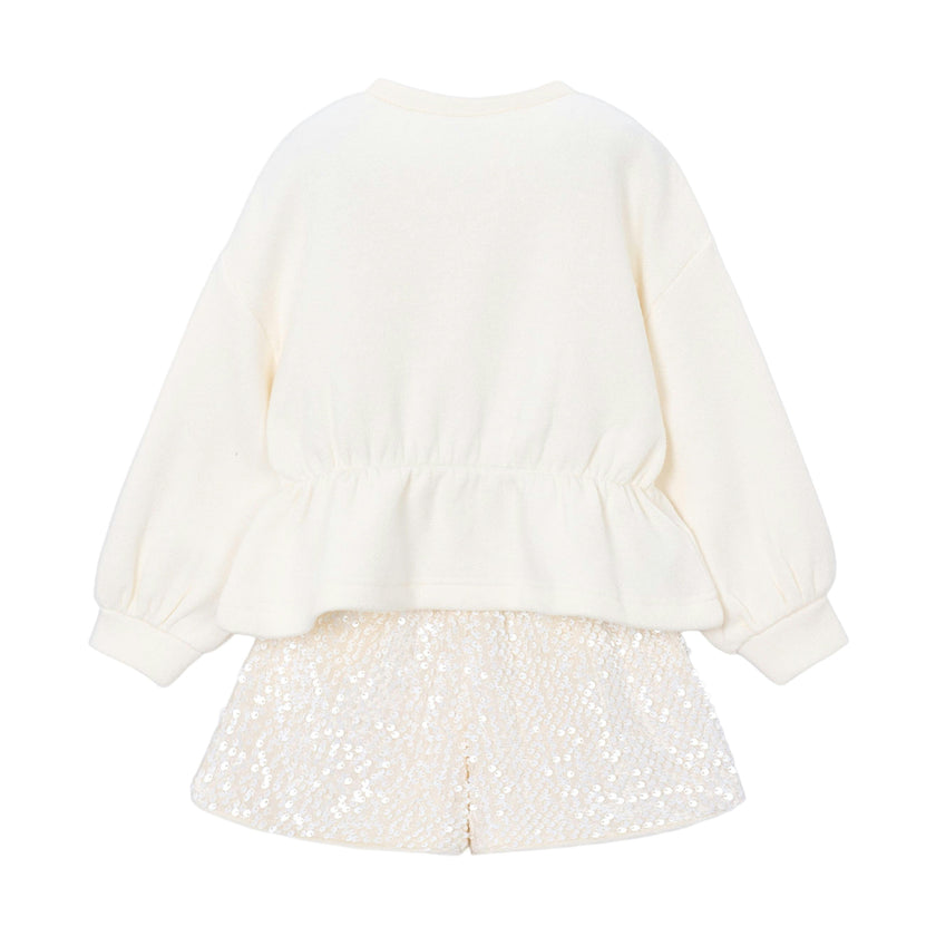 Cream Sequin Short Set