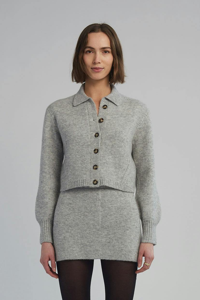 SADIE CARDI | PALE MELANGE GREY