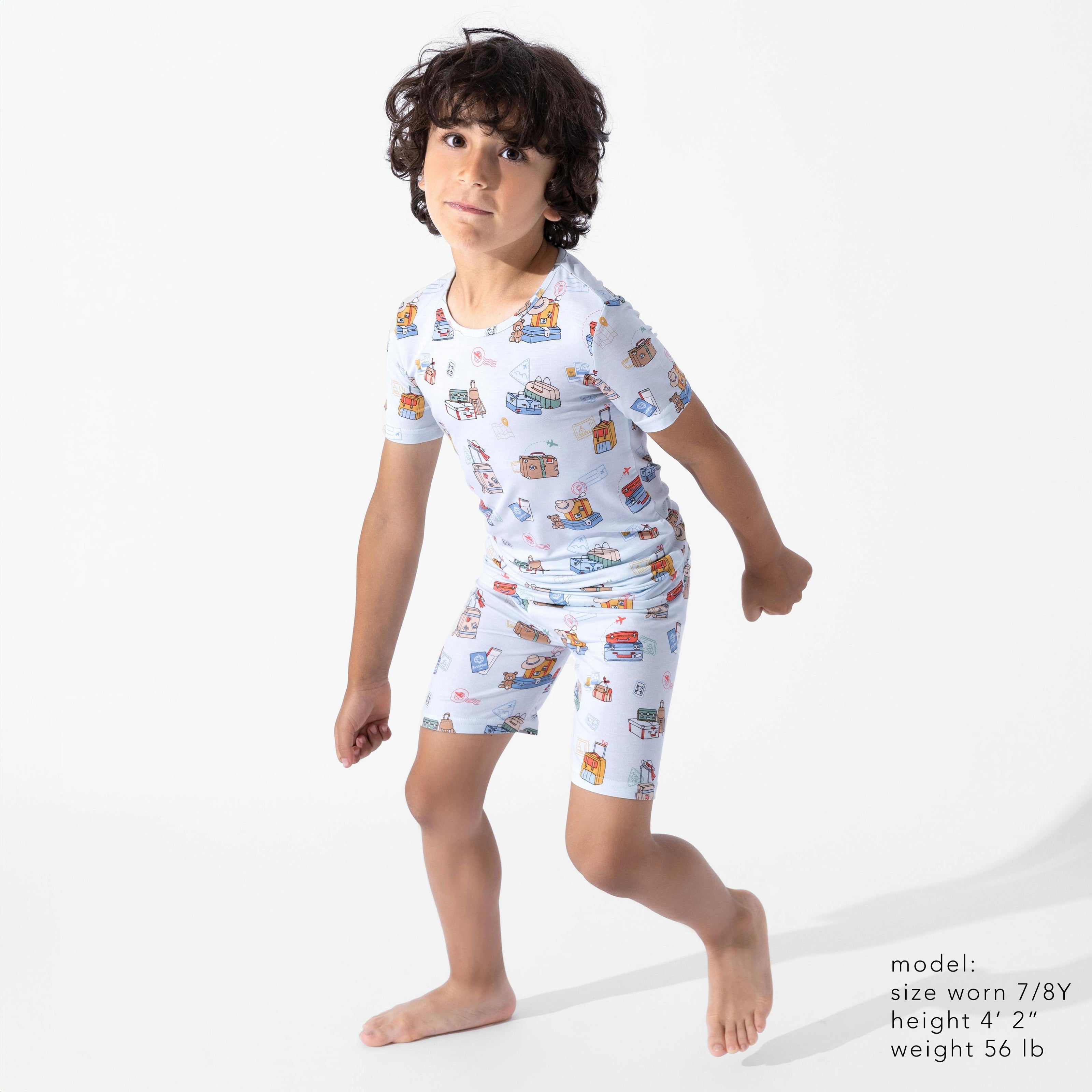Vintage Suitcases Bamboo Kids Pajama Short Set