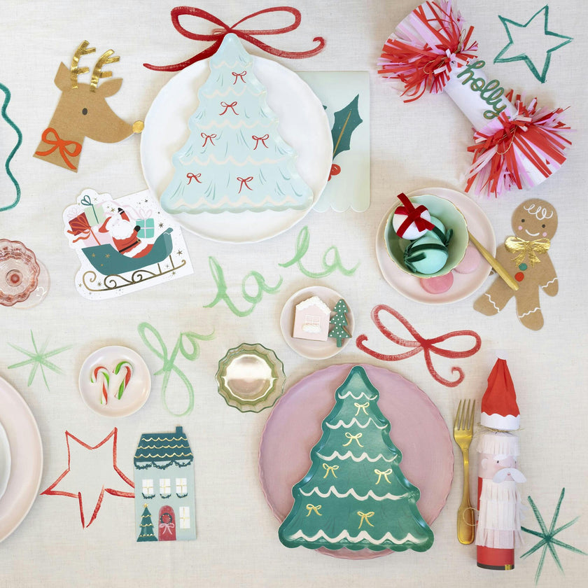 Christmas Tree With Bows Plates