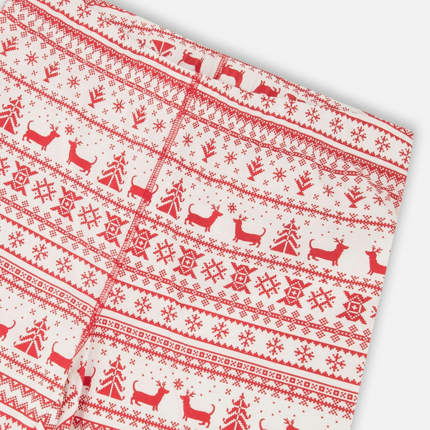Adult Women Organic Cotton Two-Piece Pajamas Red and White Fairisle