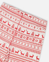 Adult Women Organic Cotton Two-Piece Pajamas Red and White Fairisle