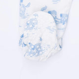 Puppy Toile Blue -  2 Way Zipper Footie, Swaddle  & Bandana Bib Set