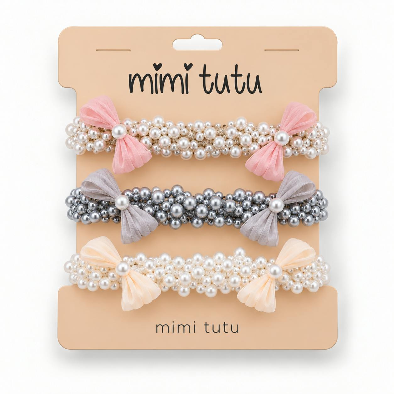 Pearl Cluster Bow Scrunchie Set