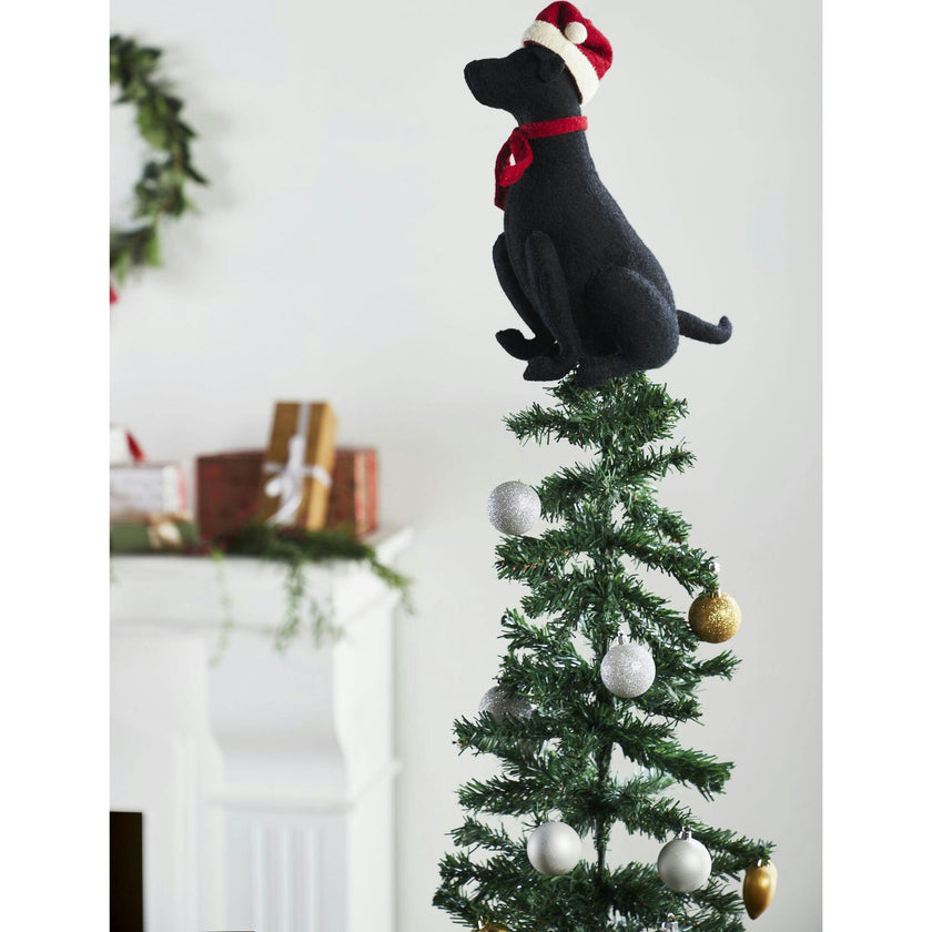 Lab Santa Hat Christmas Tree Topper Hand Felted Wool Arcadia Home
