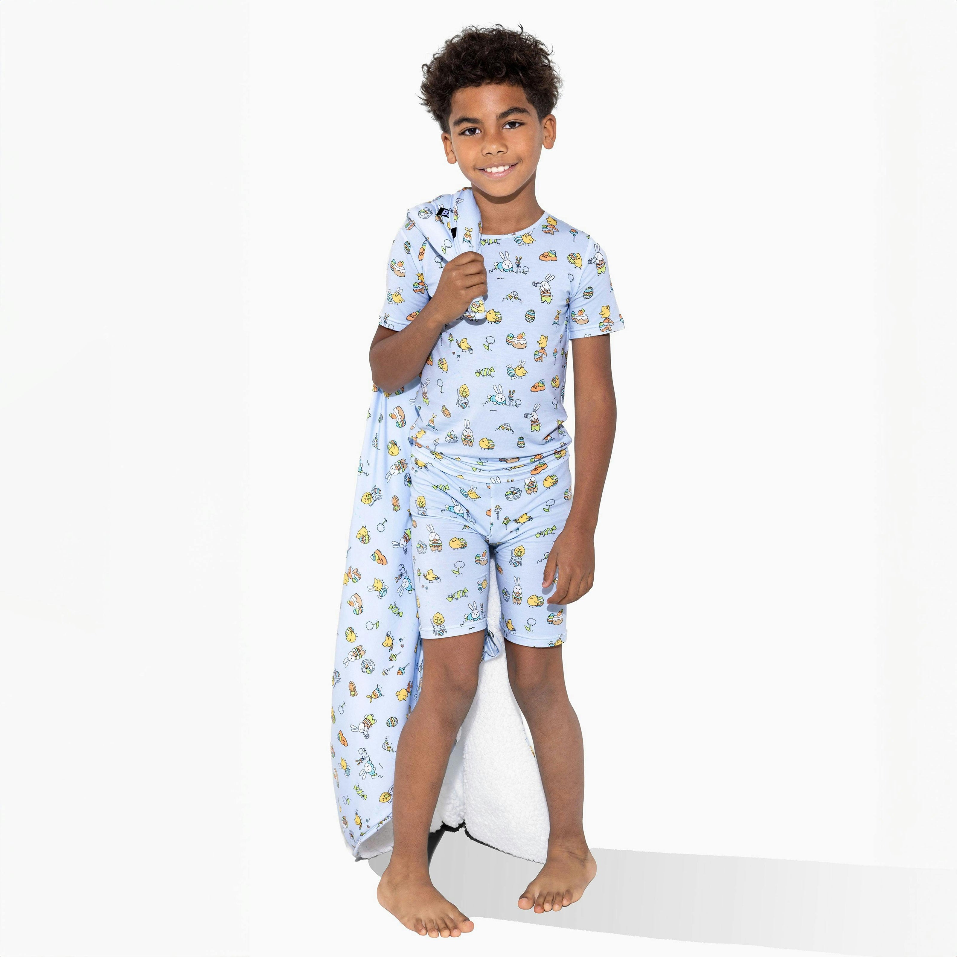 Easter Bunny Blue Bamboo Blanket