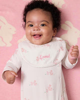 Baby Bib in Pale Pink Bunny