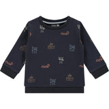 All-Over Viking Ships Graphic Crew Neck Pullover Sweatshirt